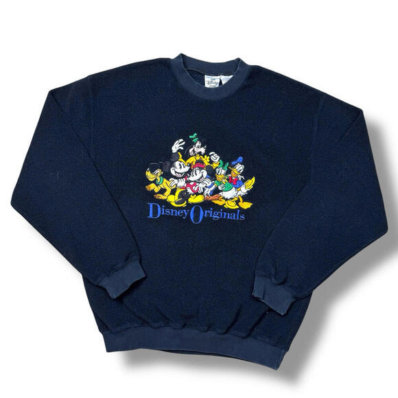 Vintage 90s Disney Store Fleece Sweatshirt Mickey & Friends Embroidered Sz S Y2K - Picture 1 of 9